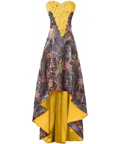 YINGJIABride Camo and Lace Wedding Dresses High Low Gala Evening Prom Dress Yellow,gold $39.68 Dresses