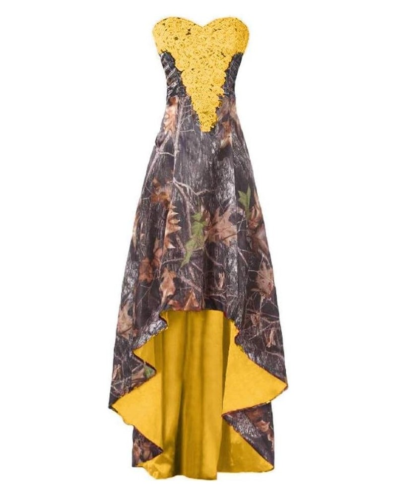 YINGJIABride Camo and Lace Wedding Dresses High Low Gala Evening Prom Dress Yellow,gold $39.68 Dresses