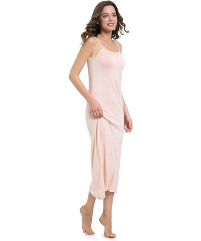 Women Long Adjustable Spaghetti Strap Full Cami Slip Camisole Under Dress Liner Nightgown Skin-full-length $13.49 Tanks