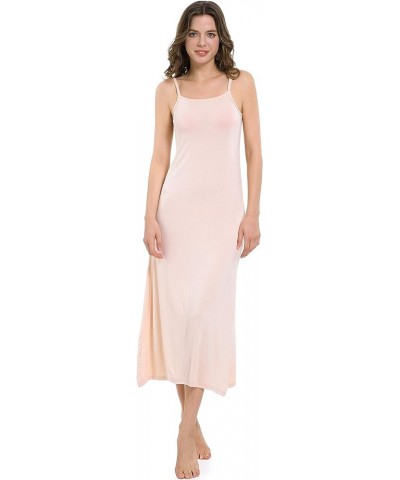 Women Long Adjustable Spaghetti Strap Full Cami Slip Camisole Under Dress Liner Nightgown Skin-full-length $13.49 Tanks