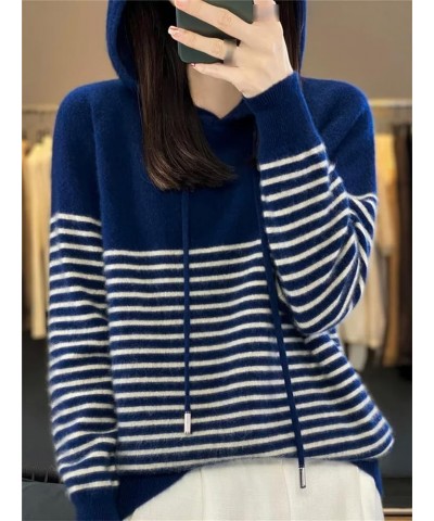 Women's Hoodies Merino Wool Sweater Striped Long Sleeve Casual Loose Pullover Cashmere Fashion Knit White $32.90 Sweaters