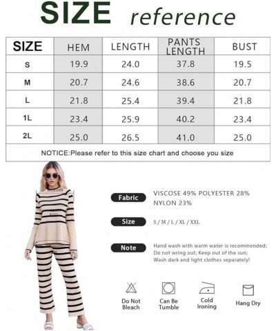 Women's 2 piece outfits Oversized Striped Knit Lounge Sets Cozy Pullover Tops Wide Leg Pants Sweatsuit Black $11.04 Activewear