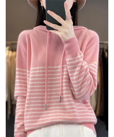 Women's Hoodies Merino Wool Sweater Striped Long Sleeve Casual Loose Pullover Cashmere Fashion Knit White $32.90 Sweaters