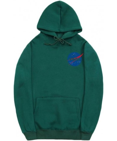 Fashion NASA Logo Print Hoodie Sweatshirt with Pocket(Smaller Than Standard Size) 1dark Green $14.08 Hoodies & Sweatshirts