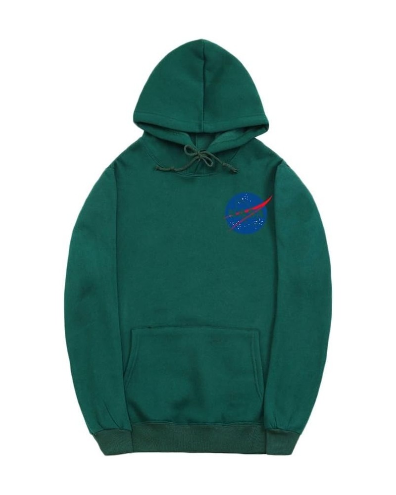 Fashion NASA Logo Print Hoodie Sweatshirt with Pocket(Smaller Than Standard Size) 1dark Green $14.08 Hoodies & Sweatshirts