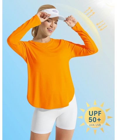 Women's UPF 50+ UV Shirts Long Sleeve Workout Sun Shirt Outdoor Gym Hiking Tops Quick Dry Lightweight Loose-Lightweight Orang...