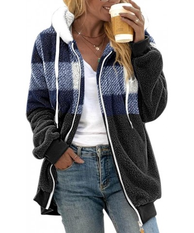 Womens Winter Coats with Hood 2023 Trendy Fuzzy Zip Up Hoodie Puffy Cozy Sherpa Jacket Fleece Jacket 3-blue $10.08 Jackets