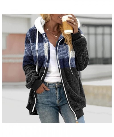 Womens Winter Coats with Hood 2023 Trendy Fuzzy Zip Up Hoodie Puffy Cozy Sherpa Jacket Fleece Jacket 3-blue $10.08 Jackets