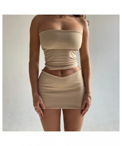 Women Y2k 2 Piece Skirt Sets Spaghetti Strap Slim Fit Camisole Low Waist Mesh Bodycon Mini Skirt Summer Clubwear B-apricot $1...