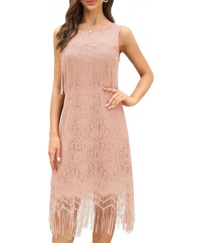 Semi Formal Black Evening Cocktail Dress, Wedding Guest Dresses for Women, 1920 Fringe Gatsby Dress Y-013-2-pink-l $30.24 Dre...