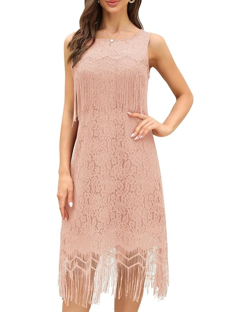 Semi Formal Black Evening Cocktail Dress, Wedding Guest Dresses for Women, 1920 Fringe Gatsby Dress Y-013-2-pink-l $30.24 Dre...