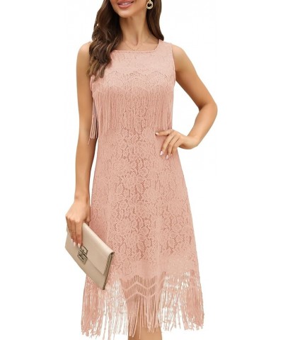 Semi Formal Black Evening Cocktail Dress, Wedding Guest Dresses for Women, 1920 Fringe Gatsby Dress Y-013-2-pink-l $30.24 Dre...