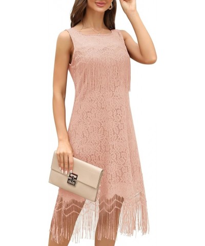 Semi Formal Black Evening Cocktail Dress, Wedding Guest Dresses for Women, 1920 Fringe Gatsby Dress Y-013-2-pink-l $30.24 Dre...