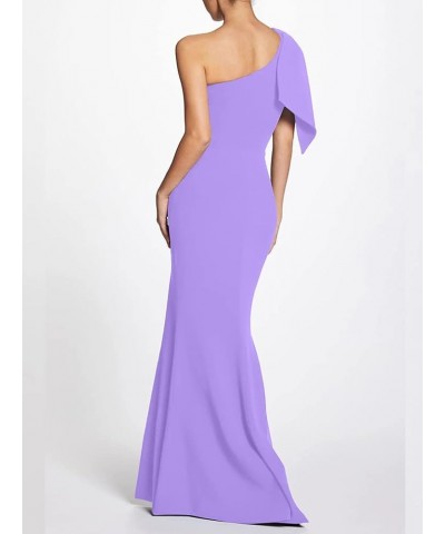 Women's Sexy Elegant Sleeveless Bow One Shoulder High Split Party Long Formal Dress Light Purple $32.99 Dresses