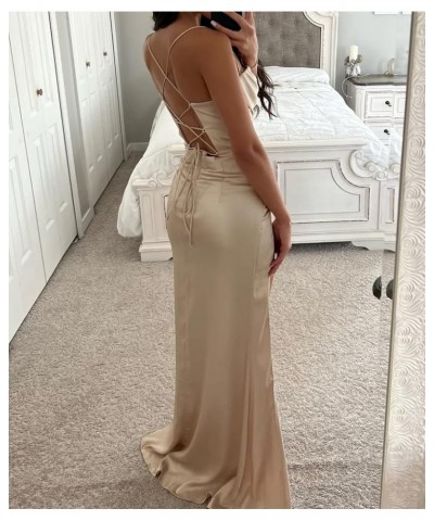 Women's Mermaid Prom Dress with Slit Satin Bridesmaid Dresses Long Corset Evening Formal Party Gown Coral $29.06 Dresses