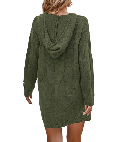 Womens Fashion 2024 Fall Winter Oversized Cable Knit Hooded Sweater Dress Long Sleeve Chunky Pullover Sweaters Army Green $22...