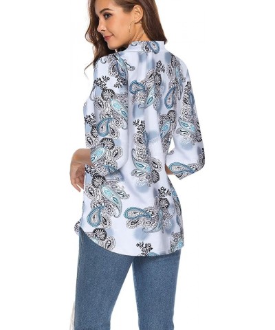 Women's 3/4 Sleeve V Neck Tops Casual Tunic Blouse Loose Shirt Floral Green 2 $16.82 Blouses