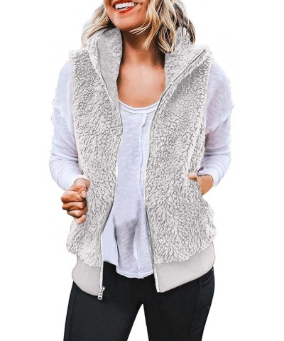 best black of friday deals 2023 womens vests outerwear puffy fleece lined Fuzzy Fleece Vest for Women Sleeveless Zip Up Sherp...