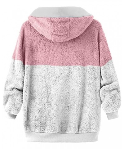 Women's Sherpa Jackets Fuzzy Fleece Full Zip Up Hooded Coat Plus Size Winter Warm Shaggy Jacket Long Sleeve Outerwear A6-pink...