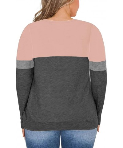 Plus-Size Sweatshirts for Women Color Block Long Sleeve Pockets Pullover 02_b $16.82 Activewear