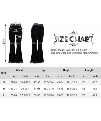 Women Gothic Flared Pants High Waisted Steampunk Velvet Bell Bottom Pants Elastic Waist 70s Bootcut Leggings Rave Clothes Bla...