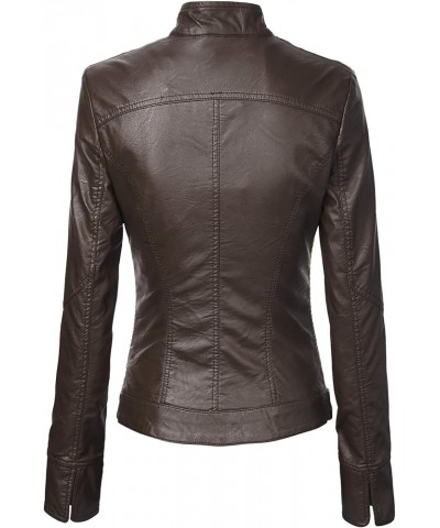 Women's Faux leather Motocycle Biker Jacket Coat Wjc747_coffee $31.26 Coats