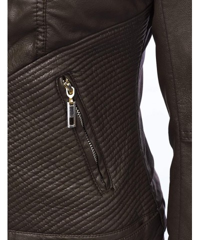 Women's Faux leather Motocycle Biker Jacket Coat Wjc747_coffee $31.26 Coats