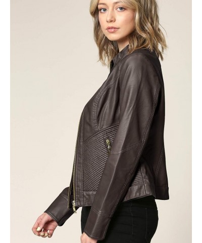 Women's Faux leather Motocycle Biker Jacket Coat Wjc747_coffee $31.26 Coats