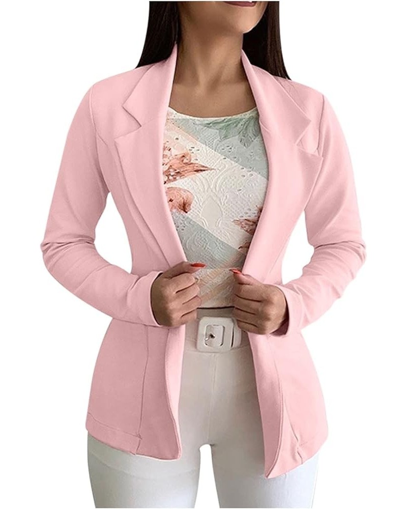 Jean Jacket Women, Office Full Sleeve Classic Blazer Women Holiday Flowy Comfort Polyester Outerwear Solid 01-pink $7.53 Blazers