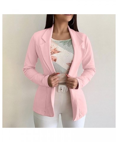 Jean Jacket Women, Office Full Sleeve Classic Blazer Women Holiday Flowy Comfort Polyester Outerwear Solid 01-pink $7.53 Blazers