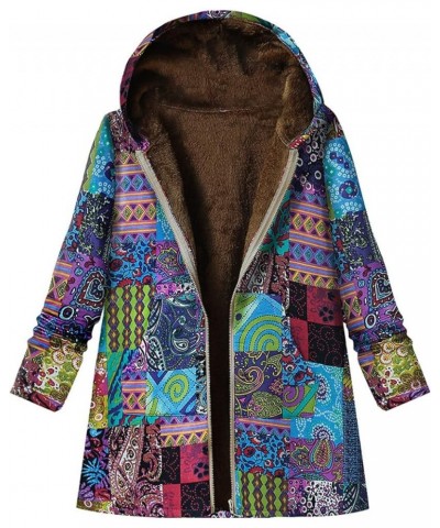 Women's Trench Short Jacket Coat Floral Print Jacket Chinese Style Patchwork Outwear X-blue $13.04 Jackets