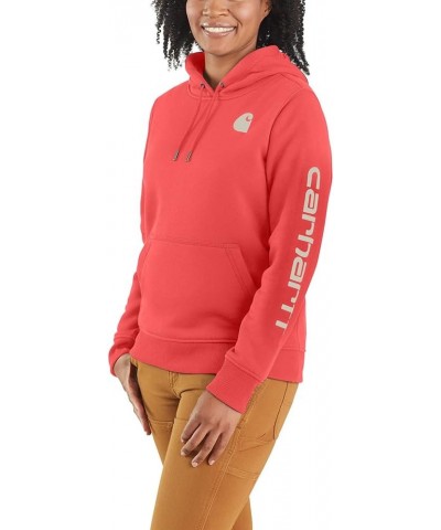 Women's Clarksburg Graphic Sleeve Pullover Sweatshirt (Regular and Plus Sizes) Coral Glow $31.67 Hoodies & Sweatshirts