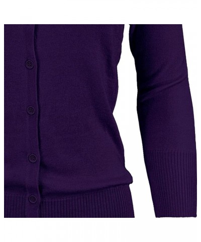 Women's Knit Cardigan Sweater – 3/4 Sleeve Crewneck Basic Classic Casual Button Down Soft Lightweight Top (S-3XL) Grape $13.1...