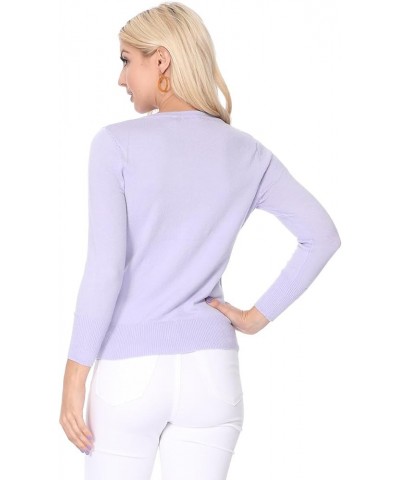 Women's Knit Cardigan Sweater – 3/4 Sleeve Crewneck Basic Classic Casual Button Down Soft Lightweight Top (S-3XL) Grape $13.1...