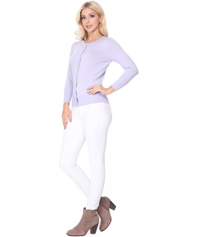 Women's Knit Cardigan Sweater – 3/4 Sleeve Crewneck Basic Classic Casual Button Down Soft Lightweight Top (S-3XL) Grape $13.1...