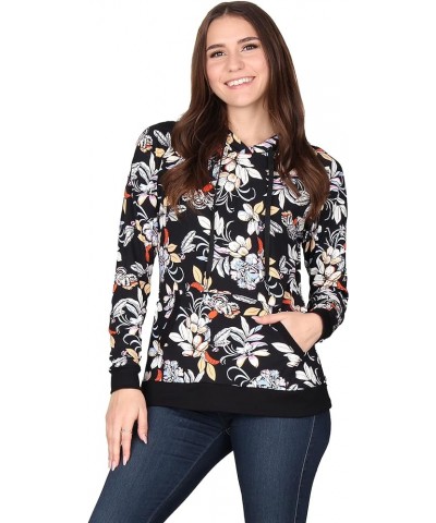 Women's Printed Super Soft Hoodie Blossom Floral-black $14.28 Hoodies & Sweatshirts