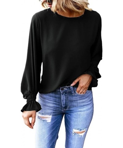 Womens Fall Tops Casual Crewneck Long Sleeve Tunic Pullover Sweatshirts A Black $11.00 Tops