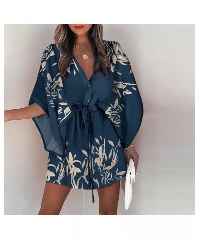 Resort Wear for Women Summer Casual Flowy Hawaiian Dresses Elegant Party Boho Sundresses Sexy Beach Vacation Outfits L Navy $...