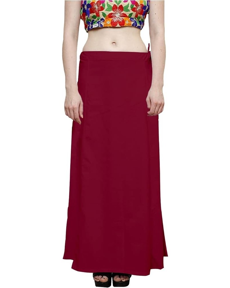 Women Saree Petticoat Inskirt Underskirt Skirt White Sari Cotton Innerwear Dark Maroon $12.53 Skirts