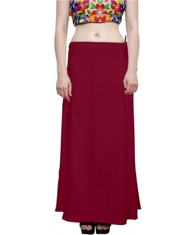 Women Saree Petticoat Inskirt Underskirt Skirt White Sari Cotton Innerwear Dark Maroon $12.53 Skirts