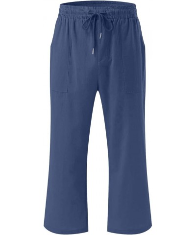 Cargo Pants for Women High Waisted Cropped Sweatpants Casual Lightweight Joggers Wide Leg Trousers with Pockets A09-blue $7.0...