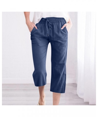 Cargo Pants for Women High Waisted Cropped Sweatpants Casual Lightweight Joggers Wide Leg Trousers with Pockets A09-blue $7.0...