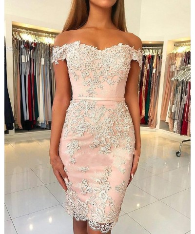 Women's Off Shoulder Mermaid Lace Appliques Cocktail Dresses Evening Gowns Fuchsia $41.36 Dresses