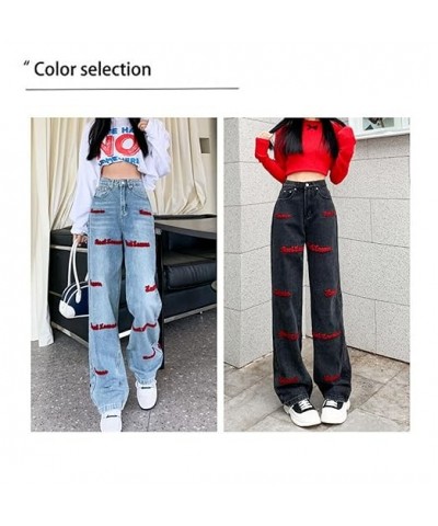 Women Y2k High Waist Straight Leg Jeans Y2K Fashion Baggy Denim Pants 90s Boyfriend Trousers Streetwear (Medium,Dark Blue C) ...