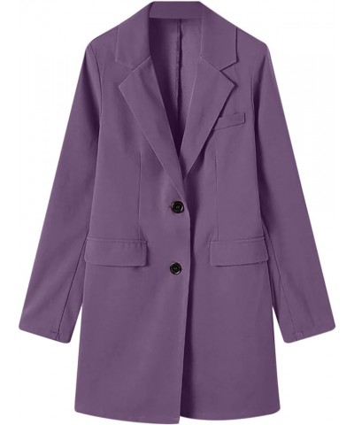 Women's Woolen Blend Coats Winter Notch Lapel Collar Peacoat Overcoat Open Front Cardigan Trench Coats with Belt 7purple $5.8...