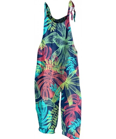 Women 2024 Summer Fashion Overalls Hippie Jumpsuits Floral Printed Spaghetti Strap Cute Romper Plus Size Bib Overall 01blue $...