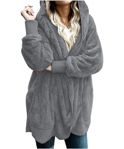 Womens Warm Faux Fur Coat Ladies Solid Jacket Winter Gradient Parka Outerwear 069-dark Gray Clearance Sale $13.44 Coats