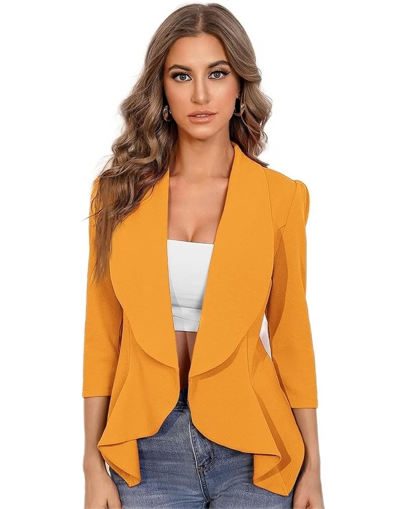 Jackets for Women Solid Open Front Blazer Yellow $19.55 Coats