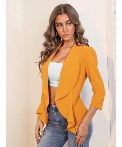 Jackets for Women Solid Open Front Blazer Yellow $19.55 Coats