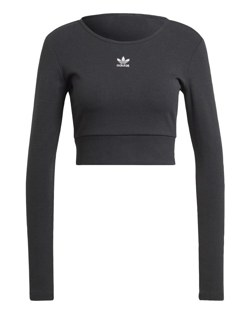 Women's Essentials Ribbed Long Sleeve T-Shirt Black $18.27 Activewear